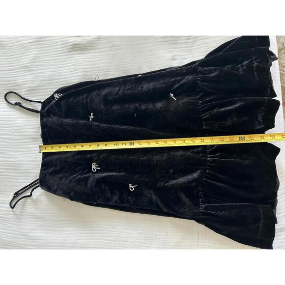 Maeve - Chic Black Velvet Ruffle Dress with Embellishments, size XL - Picture 10 of 11